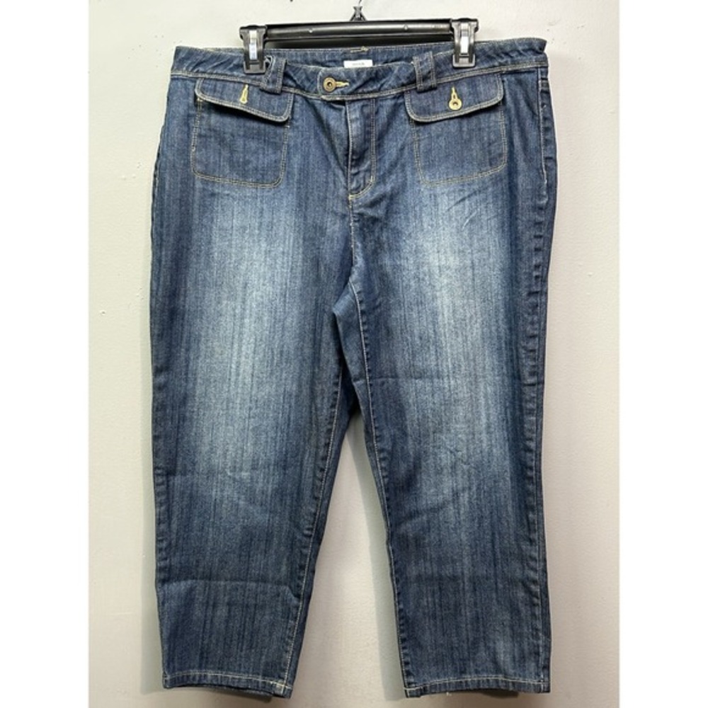 Liz Claiborne‎ Jeans Womens Size 12 Cropped Classic Stretch Denim Flap Pockets